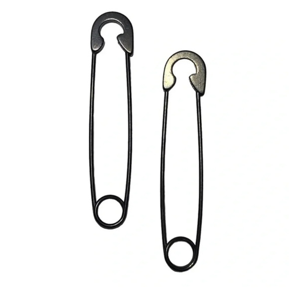 Mama Bling Other - Black Stainless Steel Safety Pin Punk Goth Alt Hard Metal Edgy Earrings New
